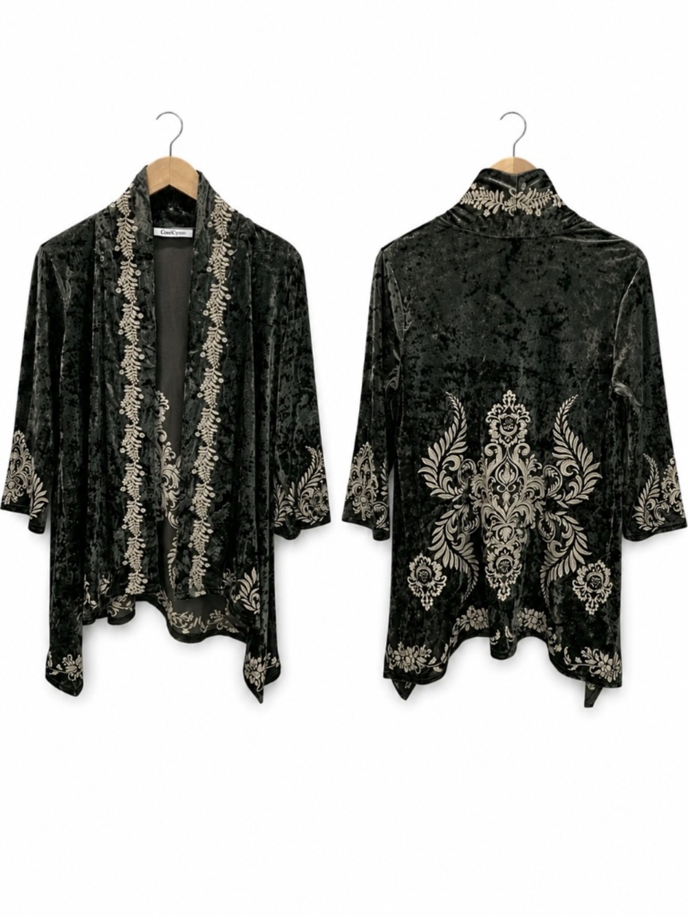 Coin Gypsy Embroidered Velvet Kimono Jacket Boho Western Glam Mystic Festival S